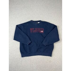 Vintage Boy Scouts Of America Sweatshirt Mens XL Navy Long Sleeve Crew Made USA